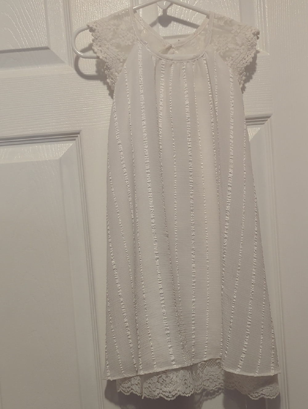 Bonnie Jean White Lace Cap-Sleeve Dress